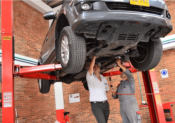 Car at repair shop to reduce fuel consumption