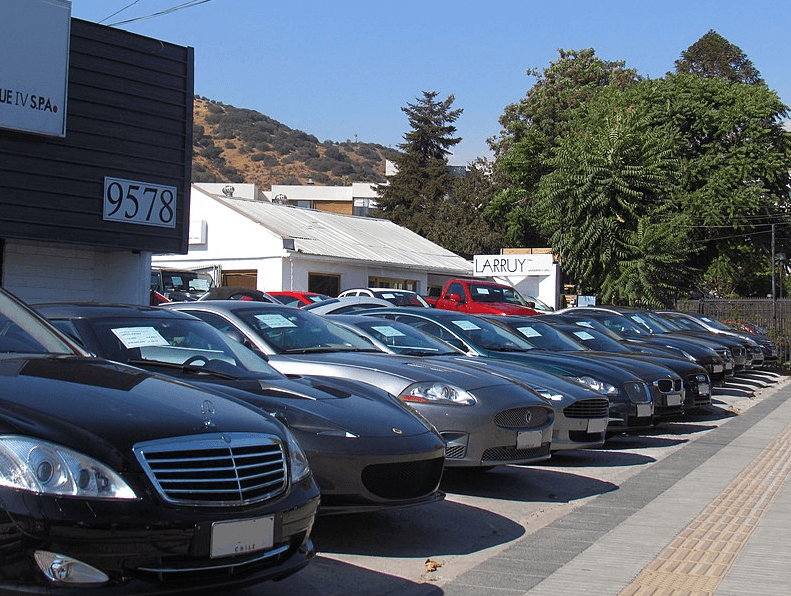 Cars in a car dealership