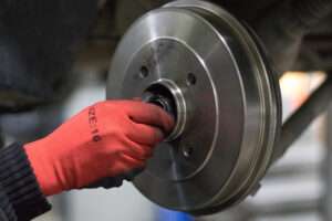 Drum brakes applied with brake pad grease