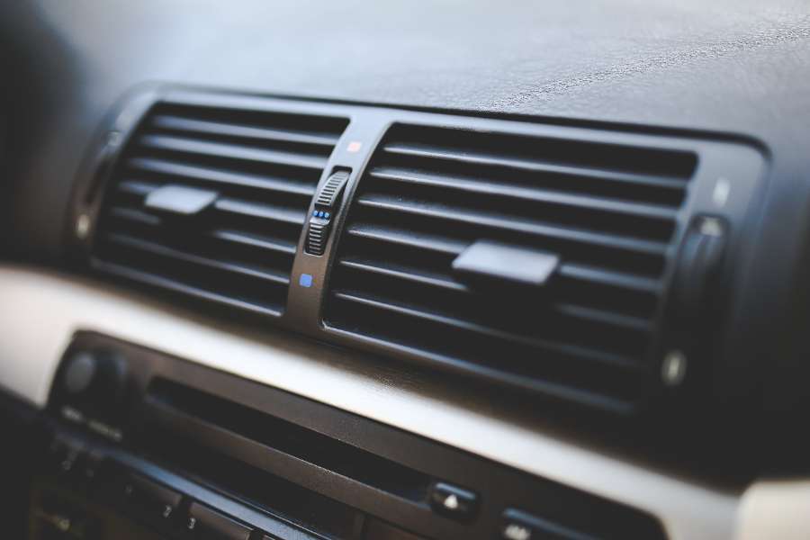 HVAC System vents on car dashboard